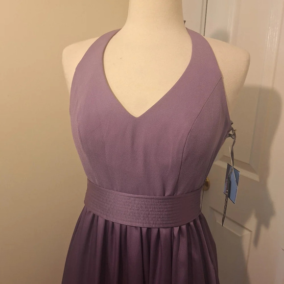 White by  Vera Wang VW360214 -Neck Halter Gown with Slit SZ 2 NWT - Picture 5 of 16